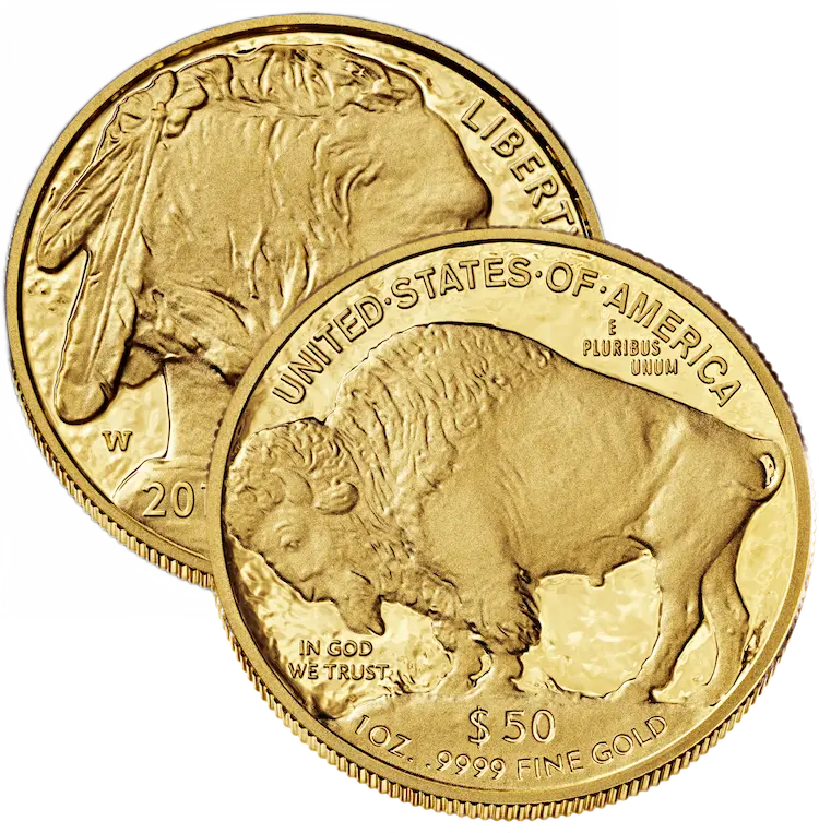 Golden Buffalo Coin Obverse and Reverse Overlapping 