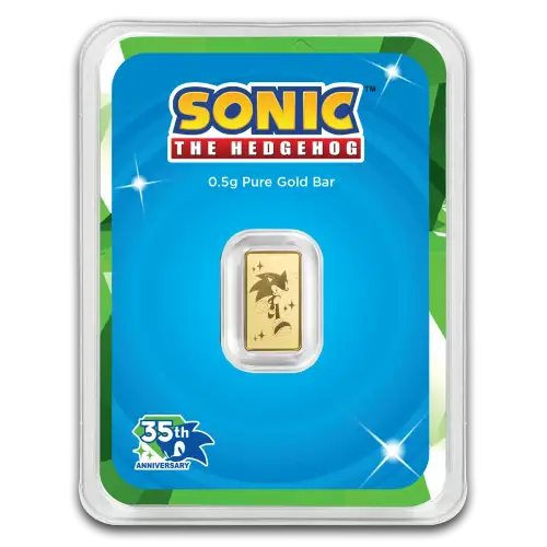 0.5g Sonic the Hedgehog 35th Anniversary .9999 Gold Bar
