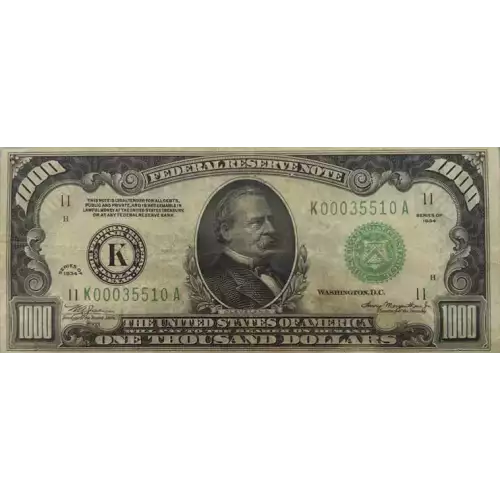 $1,000 1934  High Denomination Notes 2211-K (2)
