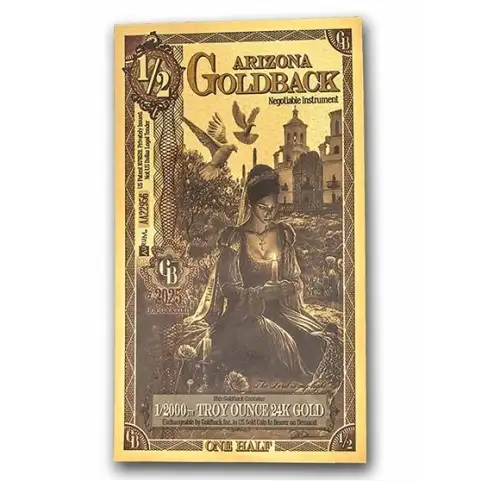 1/2 Arizona GoldBack Note 1/2000th oz .999 Gold