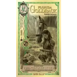 1/2 Florida GoldBack Note 1/2000th oz .999 Gold