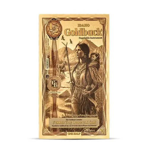 1/2 Idaho GoldBack Note 1/2000th oz .999 Gold