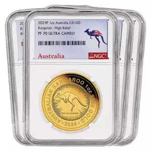 1/4 oz Perth Mint Gold Kangaroo NGC PF70 DCAM