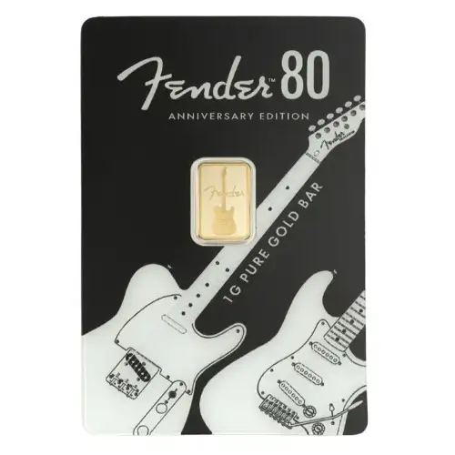1 gram Pamp Suisse Fender 80th Anniversary .9999 Gold Proof-like Bar in Assay