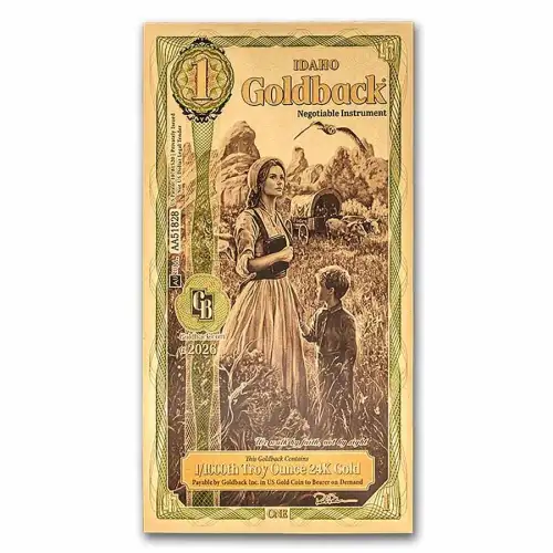 1 Idaho GoldBack Note 1/1000th oz .999 Gold