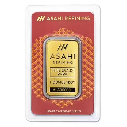 1 oz Asahi Mint Lunar Year of the Snake .9999 Gold Bar in Assay (2)