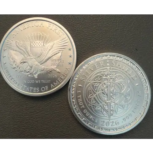 1 oz GSM Silver Shield America First V1 .999 Silver BU Round