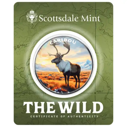 1 oz Scottsdale Mint THE WILD Caribou .999 Silver Colorized Round in Certi-Lock Assay  (3)
