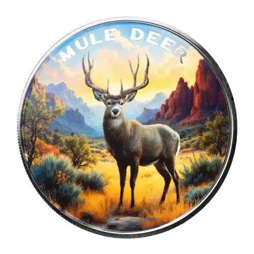 1 oz Scottsdale Mint THE WILD Mule Deer .999 Silver Colorized Round in Certi-Lock Assay (4)