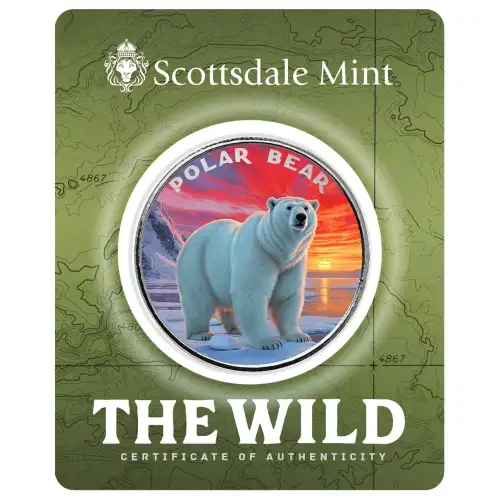 1 oz Scottsdale Mint THE WILD Polar Bear .999 Silver Colorized Round in Assay