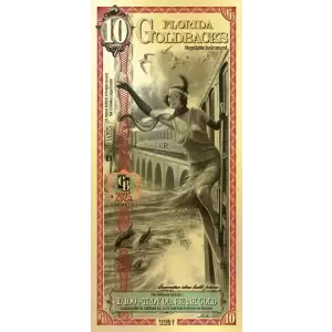 10 Florida GoldBack Note 1/100th oz .999 Gold