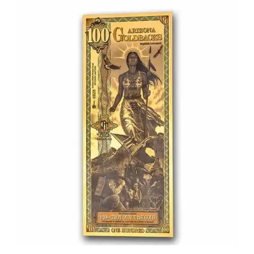 100 Arizona GoldBack Note 1/10th oz .999 Gold (2)