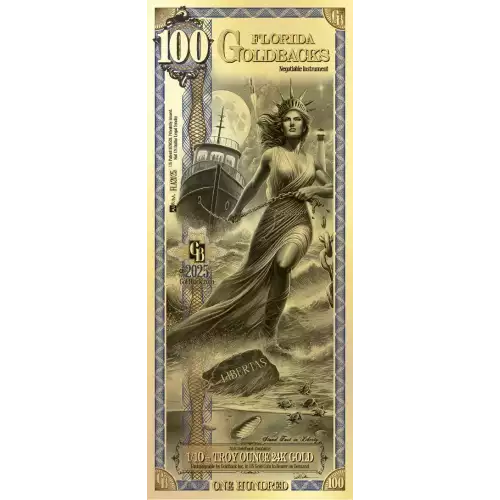 100 Florida GoldBack Note 1/10th oz .999 Gold