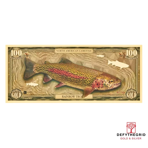 100mg Aurum Rainbow Trout 24k Gold Foil Note (5)