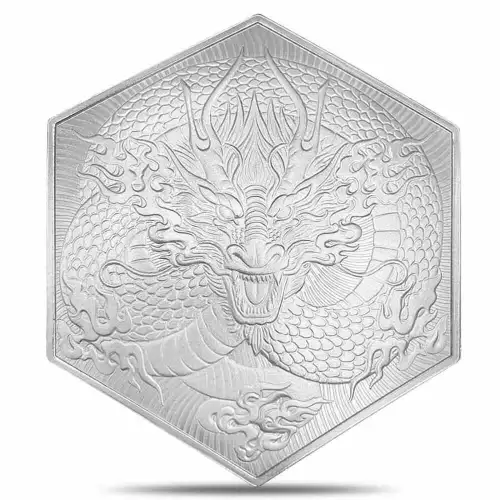 10oz Dragon Hexagon .999 Silver Bar