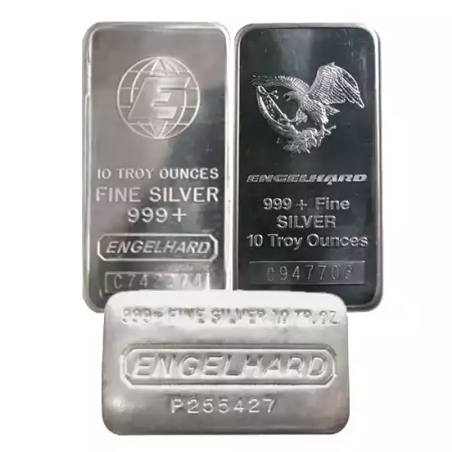 10oz Engelhard .999 Silver Bar (Random Design) (3)