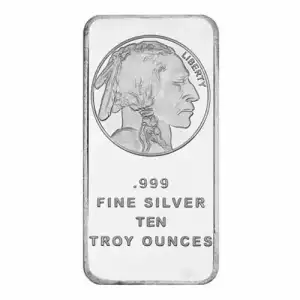 10oz  SilverTowne .999 Silver Buffalo Bar