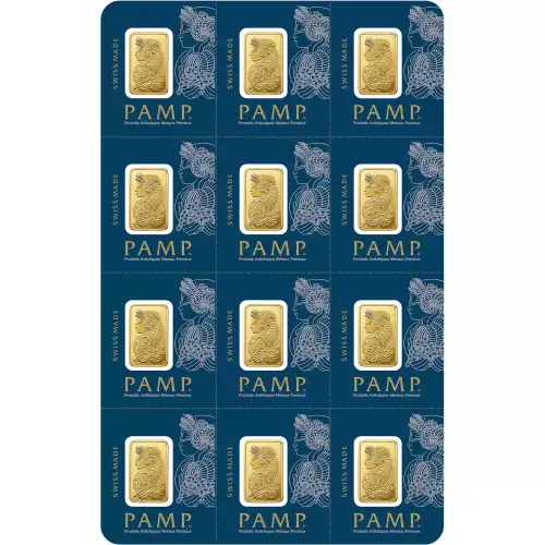 12 X 1 GRAM DIVISIBLE PAMP SUISSE MULTIGRAM FORTUNA .9999 FINE GOLD Bar (4)