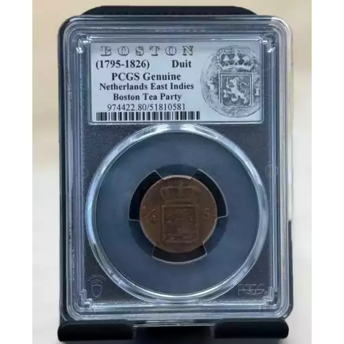 1795-1826 1/4 Duit Netherlands East Indies Coin PCGS Genuine in Boston Tea Party Slab