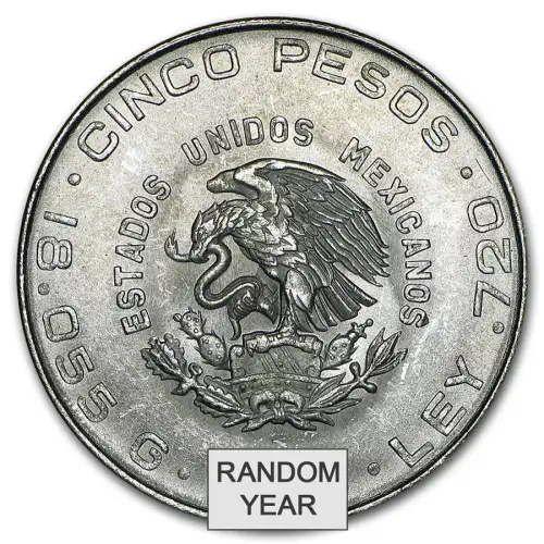 1955-1957 Mexico Silver 5 Pesos Hidalgo (2)