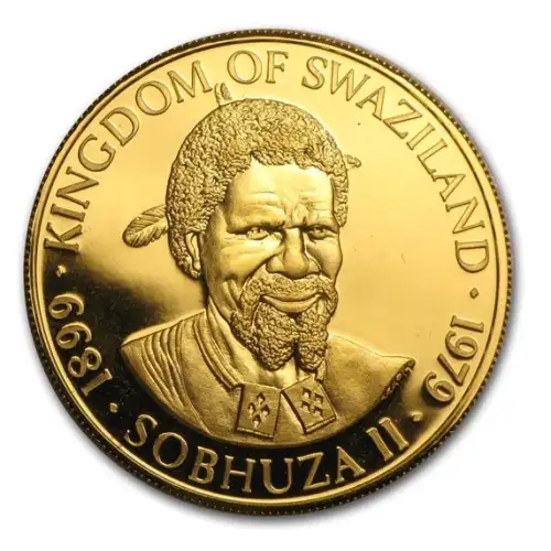 1979 1 oz Swaziland 2 Emalangeni Double Gold Crown .999 Gold Proof Coin (Johnson Matthey)