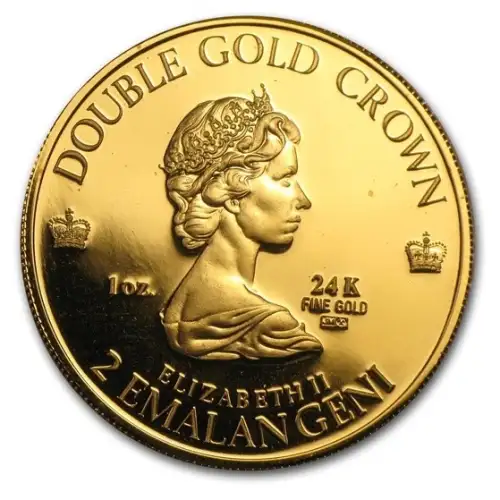 1979 1 oz Swaziland 2 Emalangeni Double Gold Crown .999 Gold Proof Coin (Johnson Matthey) (2)
