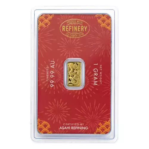 1g Asahi Mint Lunar Year of the Snake .9999 Gold Bar in Assay (4)