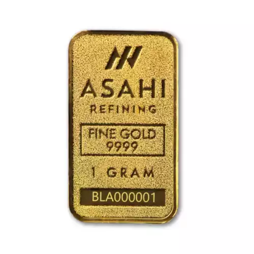 1g Asahi Mint Lunar Year of the Snake .9999 Gold Bar in Assay