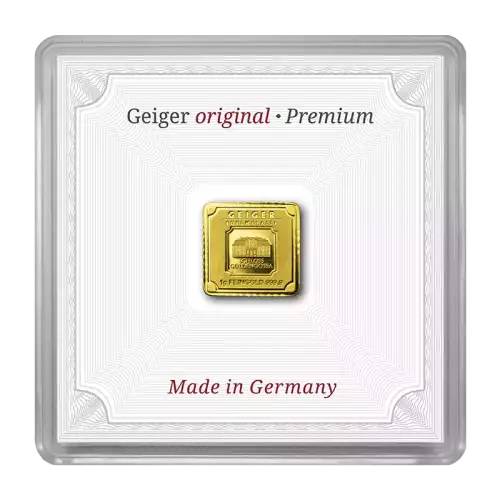 1G Geiger Gold Bar in Assay