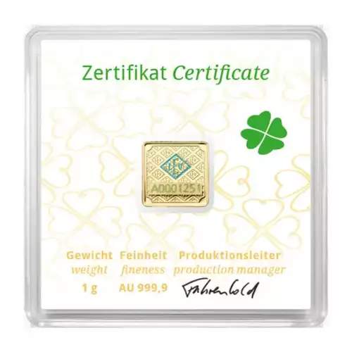 1G Geiger Good Luck Edition .9999 Gold Bar in Assay (2)