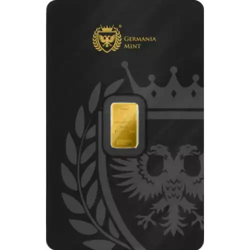1g Germania Mint .9999 Gold Bar in Assay Card