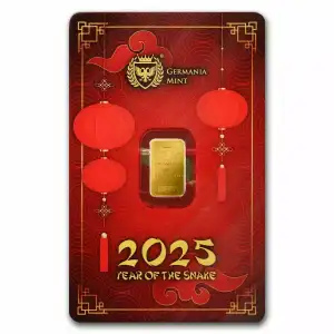1g Germania Mint Chinese Year of the Snake .9999 Gold Bar in Assay Card (2)