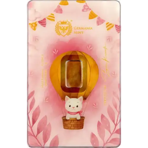 1g Germania Mint Congratulations Newborn Baby Girl .9999 Gold Bar in Assay Card (2)