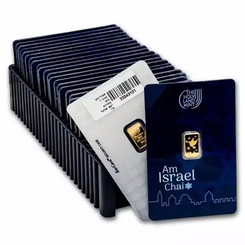 1g Holy Land Mint Am Israel Chai .9999 Gold Bar (3)