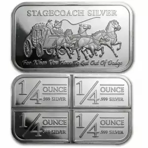 1oz (4 x 1/4) Divisible Stagecoach .999 Silver Bars