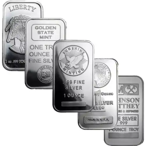 1oz .999 Silver Bar (Random Design) (2)