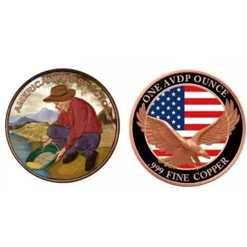 1oz American Prospector Colorized Copper Round