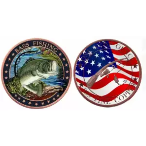 1oz Colorized Bass Fishing Copper Round