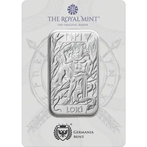 1oz Germania Mint & Royal Mint Norse Gods Loki .999 Silver Bar in Assay (2)