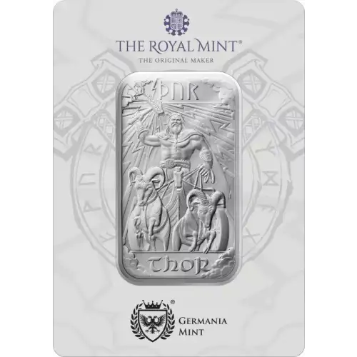 1oz Germania Mint & Royal Mint Norse Gods Thor .9999 Silver Bar in Assay