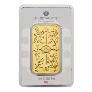 1oz Royal Mint .9999 Gold Royal Celebration Bar in Assay