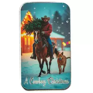 1oz Scottsdale Mint Cowboy Christmas Homecoming .999 Silver Colored Bar (3)