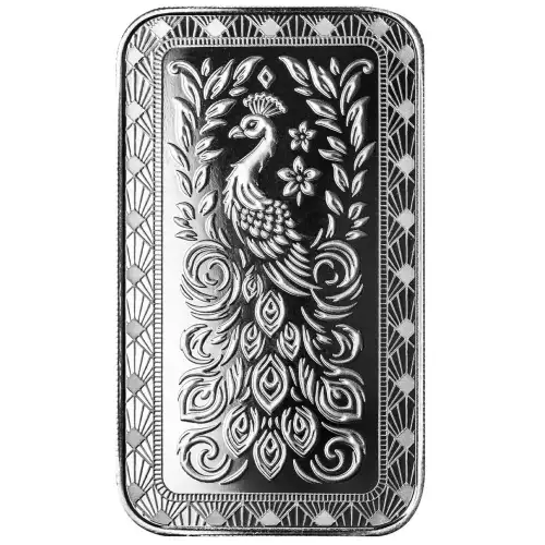 1oz Scottsdale Mint Marquee Peacock .999 Silver Bar (2)