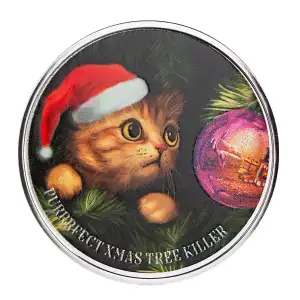 1oz Scottsdale Mint Purrfect Xmas Tree Killer .999 Silver Colored Round (2)