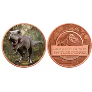 1oz T Rex High Relief Colorized .999 Copper Round