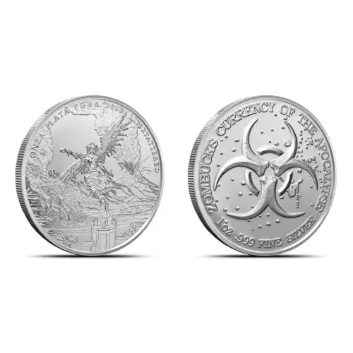 1oz Zombucks World Libertattered BU .999 Silver Round