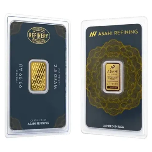2.5g Asahi Refining .9999 Gold Bar