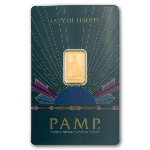2.5g PAMP Suisse Lady of Liberty .9999 Gold Bar in Assay