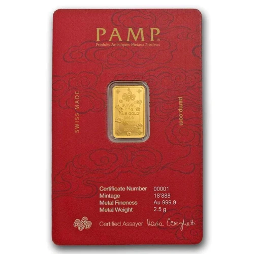 2.5g PAMP Suisse Lucky Cat .9999 Gold Proof Like Bar (2)