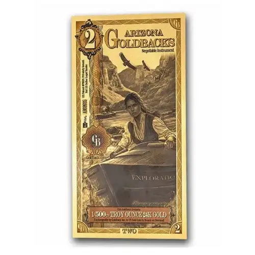 2 Arizona GoldBack Note 1/500th oz .999 Gold (2)